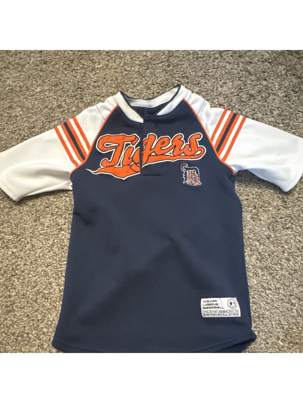 True Fan Detroit Tigers MLB Baseball Jersey Youth S/P Blue White Orange [COPY]